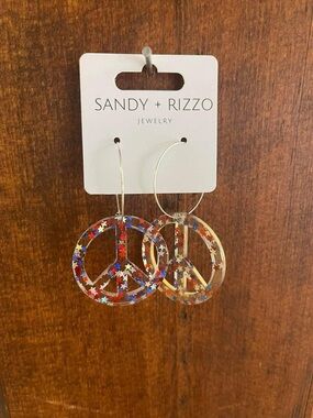 Red, Blue & White Star Peace Hoop Earrings